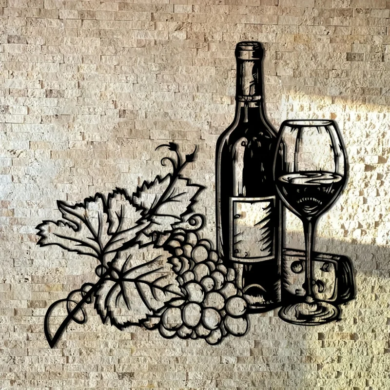 Wine-themed metal wall decoration—Wine，Wrought iron wall decoration，Suitable for Home Use、Terrace、Balcony - view 3