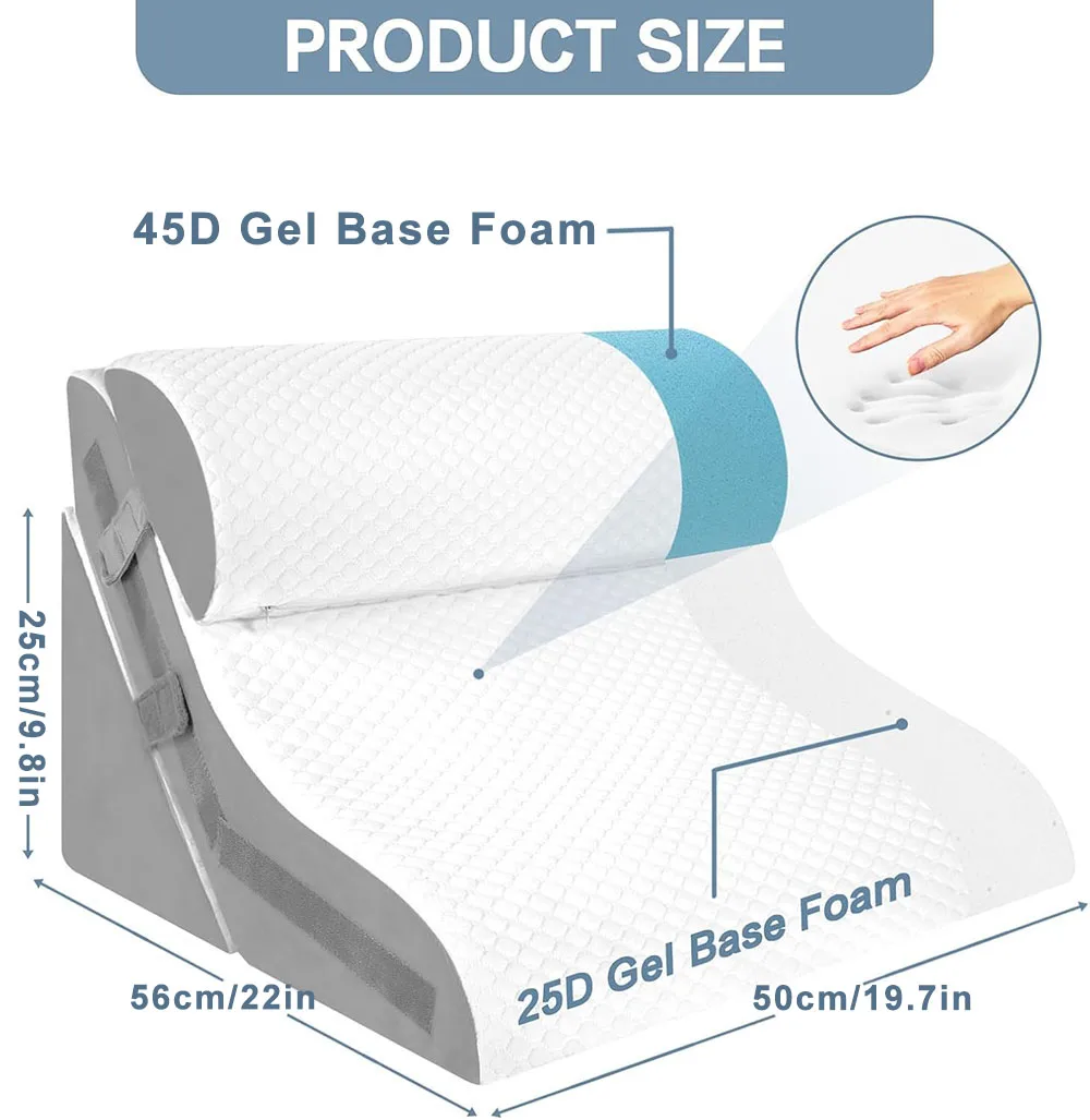 3Pcs/set Wedge Pillow for Sleeping Adjustable Folding Triangle Pillow for Snoring and After Surgery Back Pain Relief Acid Reflux