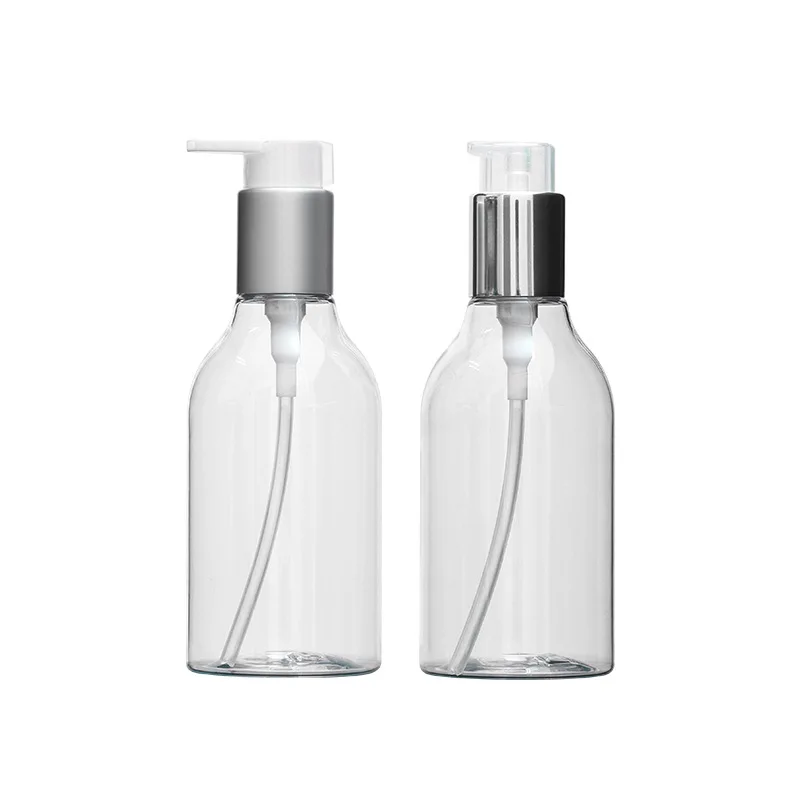 Empty 200ML Lotion Pump Bottle Plastic Cosmetic Container Shampoo Sub-bottling Matte/Bright Silver Emulsion Lotion Bottles