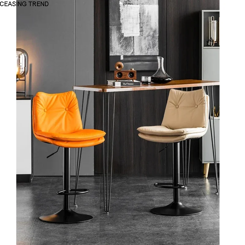 Swivel Bar Chair Modern Luxury Living Room Nordic High Stool Bar Stools Backrest Height Adjustable Counter Stool Bar Furniture