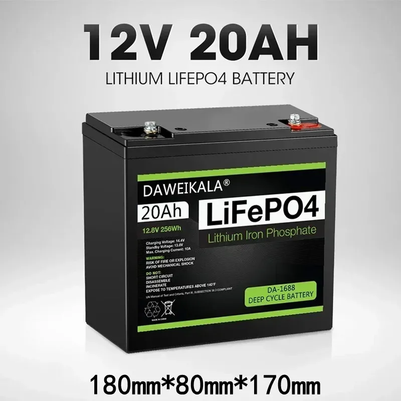 

12V Battery 20Ah LiFePo4 Battery Lithium Iron Phosphate 12V LiFePo4 Rechargeable Battery for Kid Scooters Boat Motor Tax Free