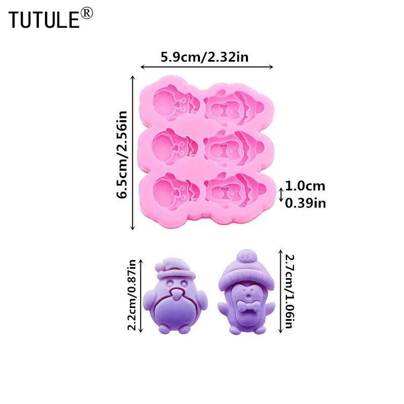 Christmas penguin Silicone Mold Christmas Series Fondant Sugar Cupcake Craft Silicone Molds DIY drop glue epoxy resin Mold