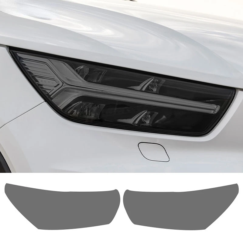 

2 Pcs Car Headlight Protective Film Front Light Transparent Smoke Black TPU Sticker For Volvo XC40 2022 2021 2018-On Accessories