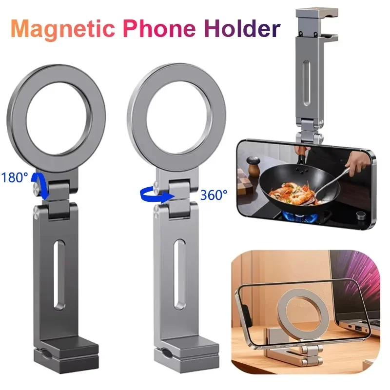 

Aluminum Alloy Rotatable Gripping Phone Holder 360 Rotation Adjustable Stand for Magsafe Car Phone Holder Foldable Hook Mount