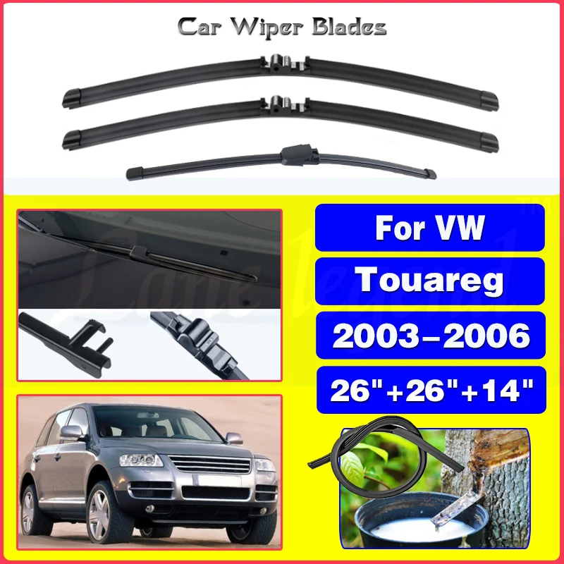 

Автомобильный набор щёток стеклоочистителя для VW Touareg 2003 2004 2005 2006, лобовое стекло, переднее заднее стекло, 26 дюймов + 26 дюймов + 14 дюймов