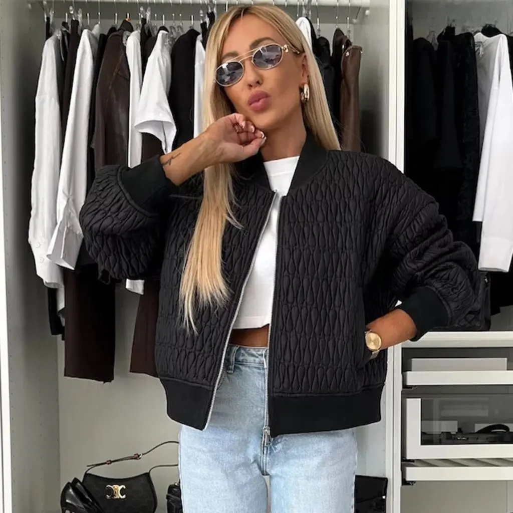

Women's Cotton-Padded Jacket Long Sleeve Zipper Coat Autumn Winter Casual Temperament Solid Color Women's Clothing