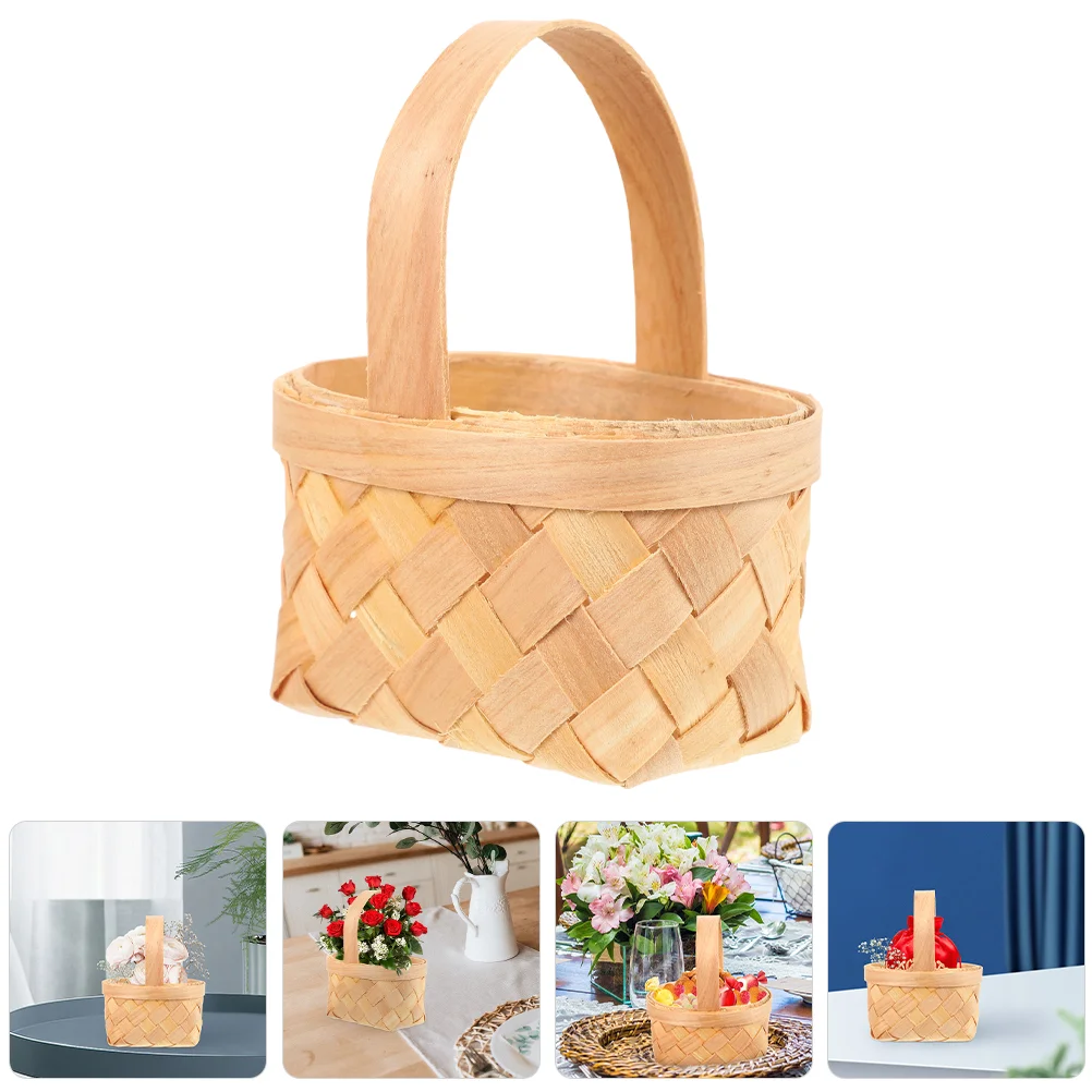 Return Gift Basket Wedding Decorations for Ceremony Elegant Handheld Wood Chips Beige