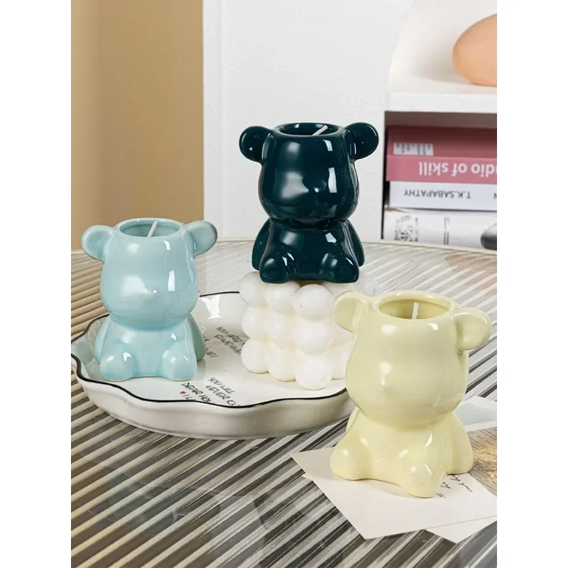 Bonito pequeno urso velas aromáticas caixa de presente com rosa fragrância decoração do quarto presente de aniversário para amigos presente companheiro