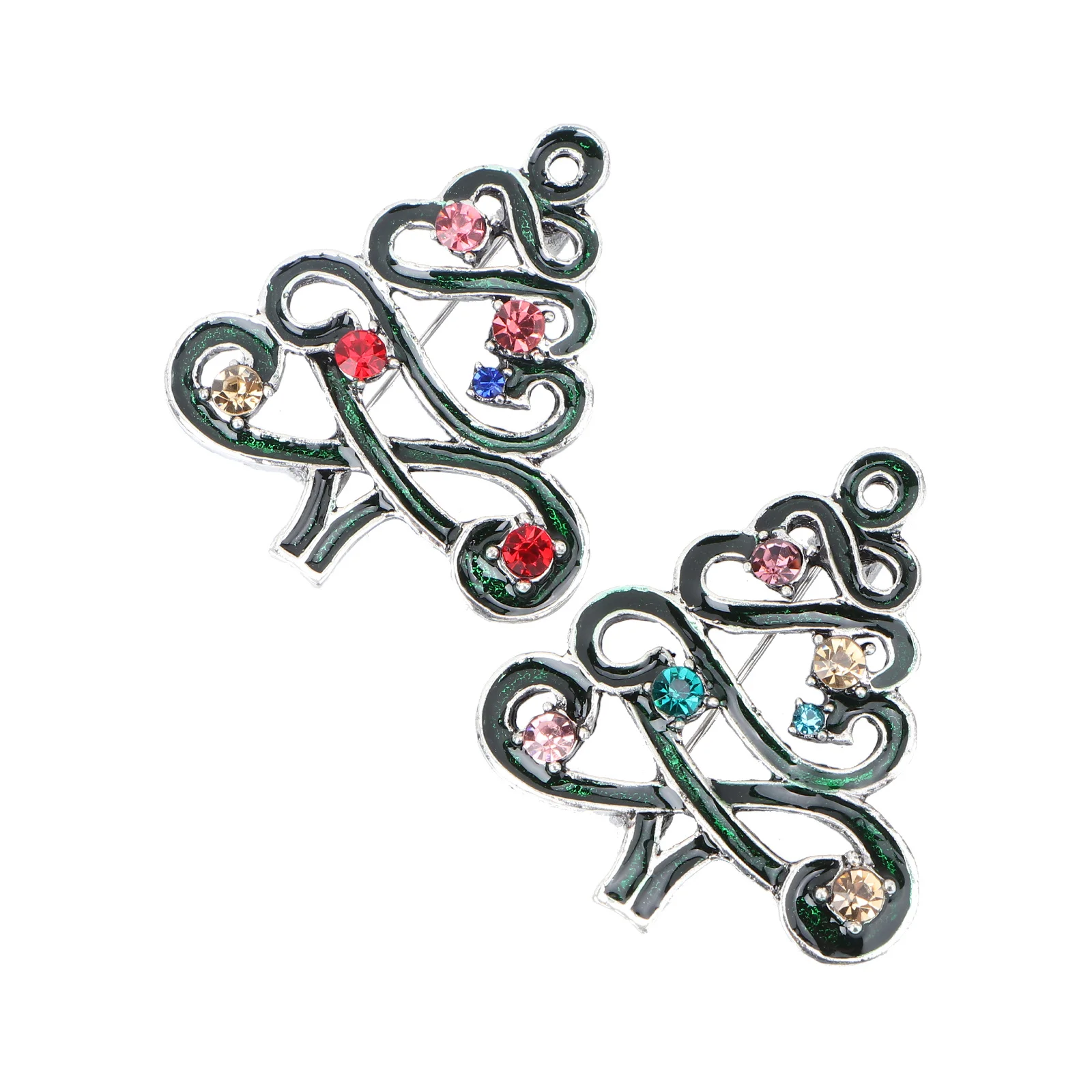

2Pcs Alloy Brooch Christmas Brooch Corsage Creative Xmas Lapel Pin Festival Clothes Decor Accessories Corsage Decor