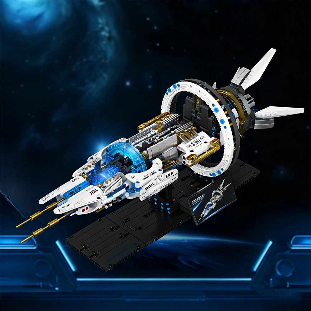 

Interstellar Battleship Space Explorer Spaceship Wooden Alien Assembly Building Blocks Toy Adult 3D Model Birthday Gift