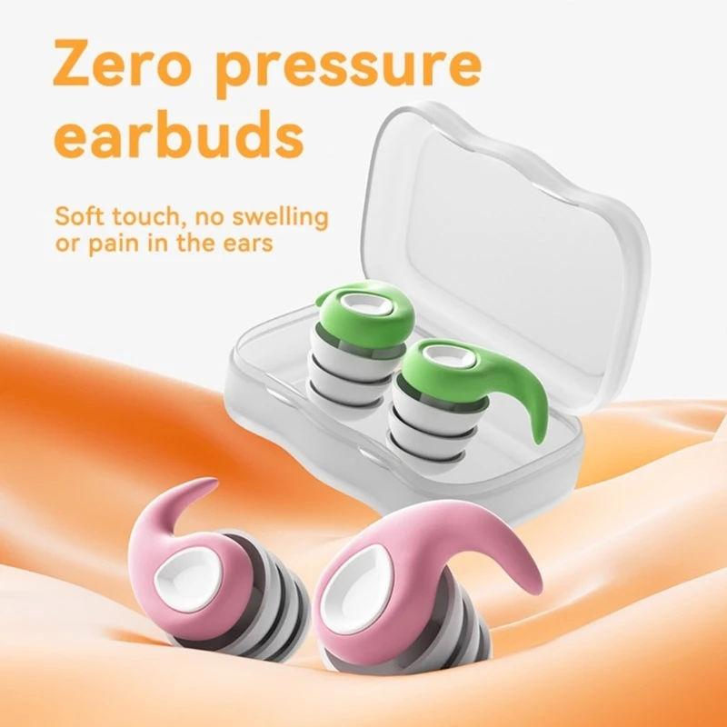 1 Set Reusable Earplugs Ear Plugs for Sleeping Studying and Travel Noise Reducing Silicone Plugs Earplug Dropship