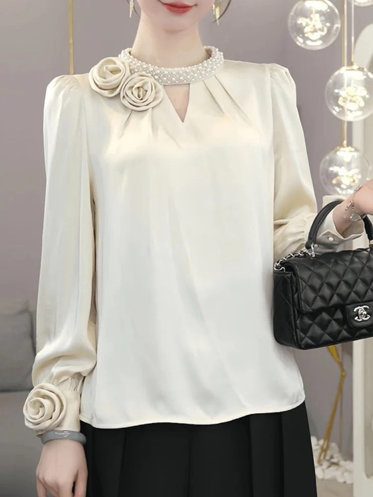 Damska jesienna sukienka z dekoltem w serek, ażurowa, długa, wyszczuplająca, w stylu koreańskim, luźna, idealna do pracy i na co dzień.