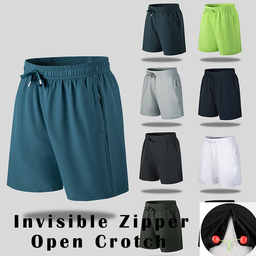 Summer Outdoor invisible Zipper Open Crotch Casual Shorts Pants for Men Couples Sexual Bottoms