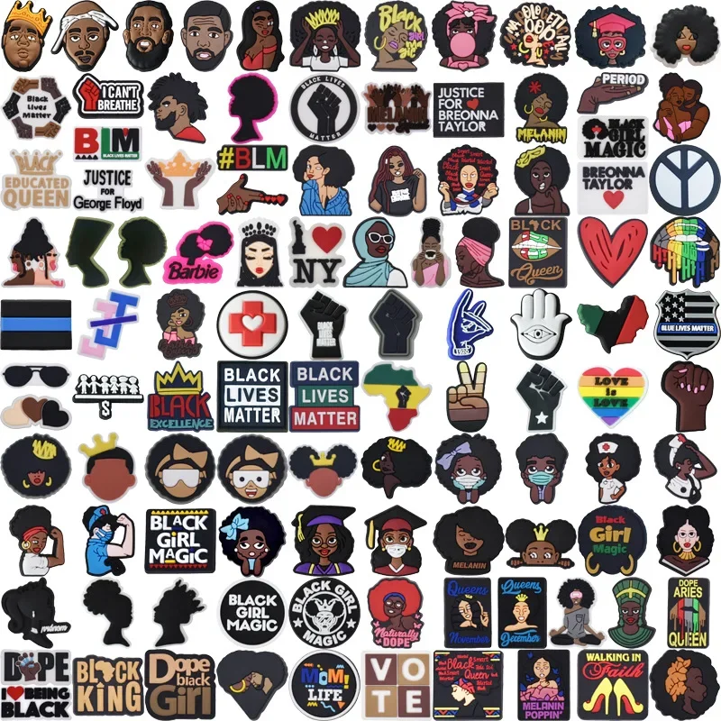 20 Schwarze PVC Charms für Schuhe & Taschen