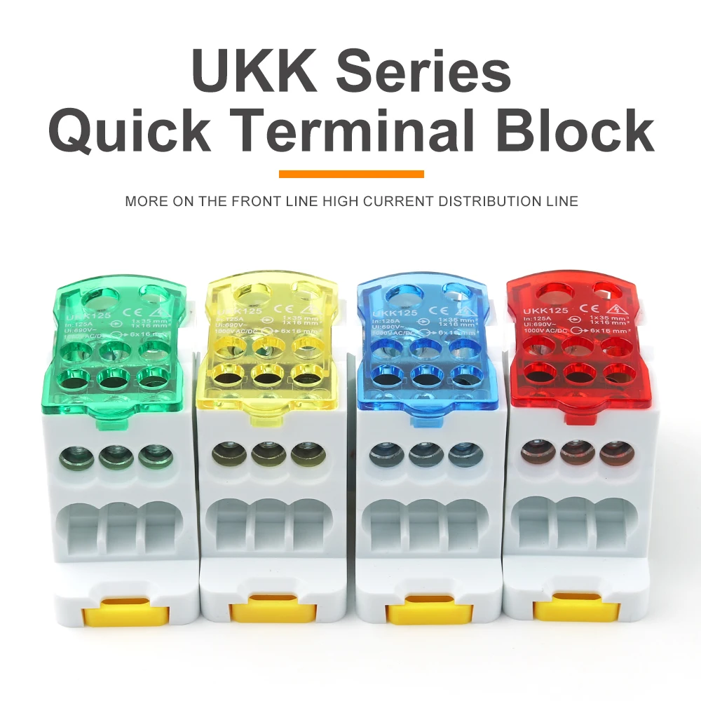 125A UKK Series Fast Distribution Box Large Current One into Multiple Branch Din Rail Terminal Block Junction Box Wire Connector