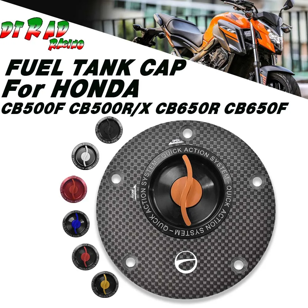 Carbon Fiber Quick Tuen Fuel Filler Cover For HONDA CB500F CB500R/X CB650R CB650F CB1100 Motorcycle Keyless Gasoline Tank Cap