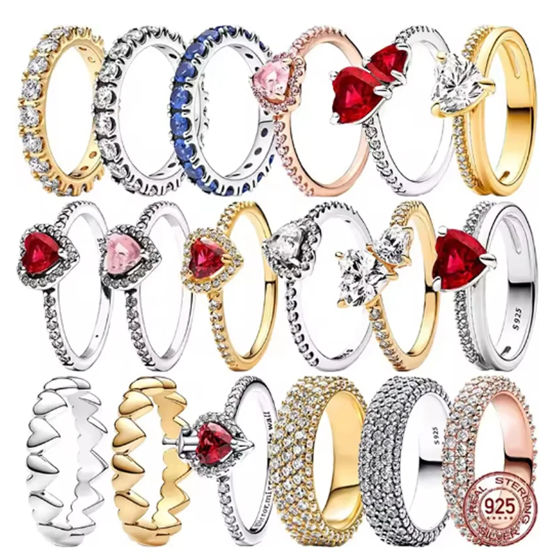 

High quality 925 sterling silver exquisite zircon heart-shaped charm ring light luxury fashion anniversary party gift