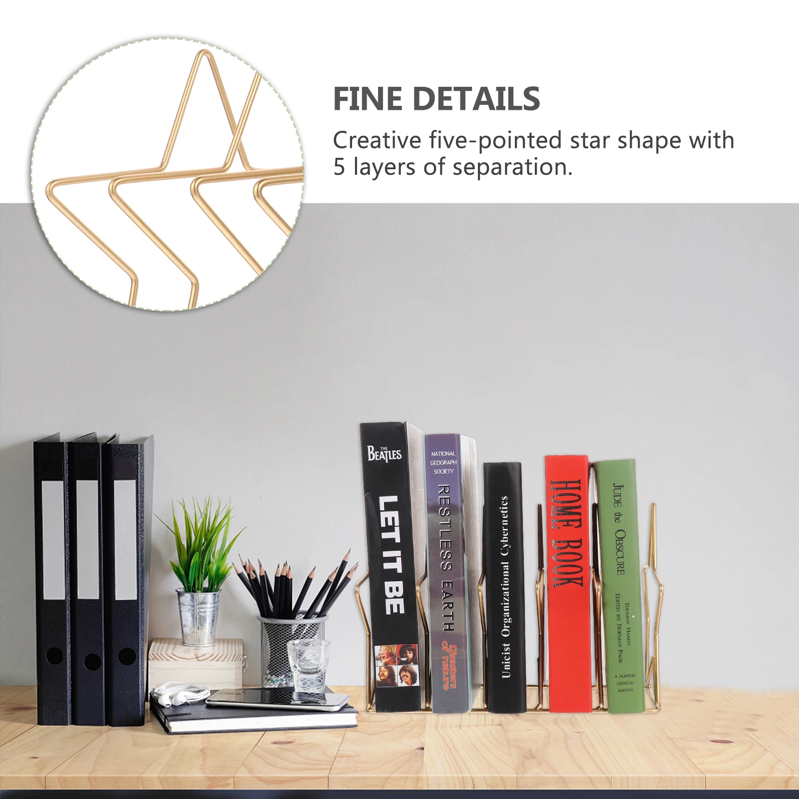 

Metal Five-pointed Star Ornament Book Organizer Rack Electric Wire Iron Art Display Easel