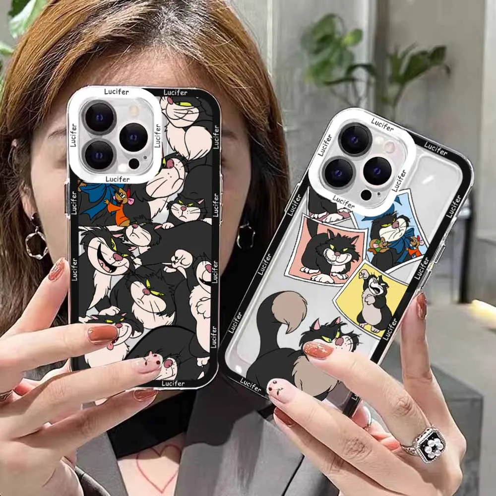 Cute Disney Lucifer Clear Case For Samsung A73 A72 A71 A55 A52 A51 A50 A42 A35 A33 A32 A31 A30 A24 A23 A22 A13 A12 A05 5G Cover