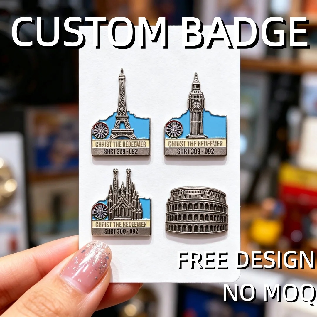 OEM Custom Badge Metal Brass Zinc Alloy Combined Lapel Pin Stamped UV Printed Logo Metal Badge
