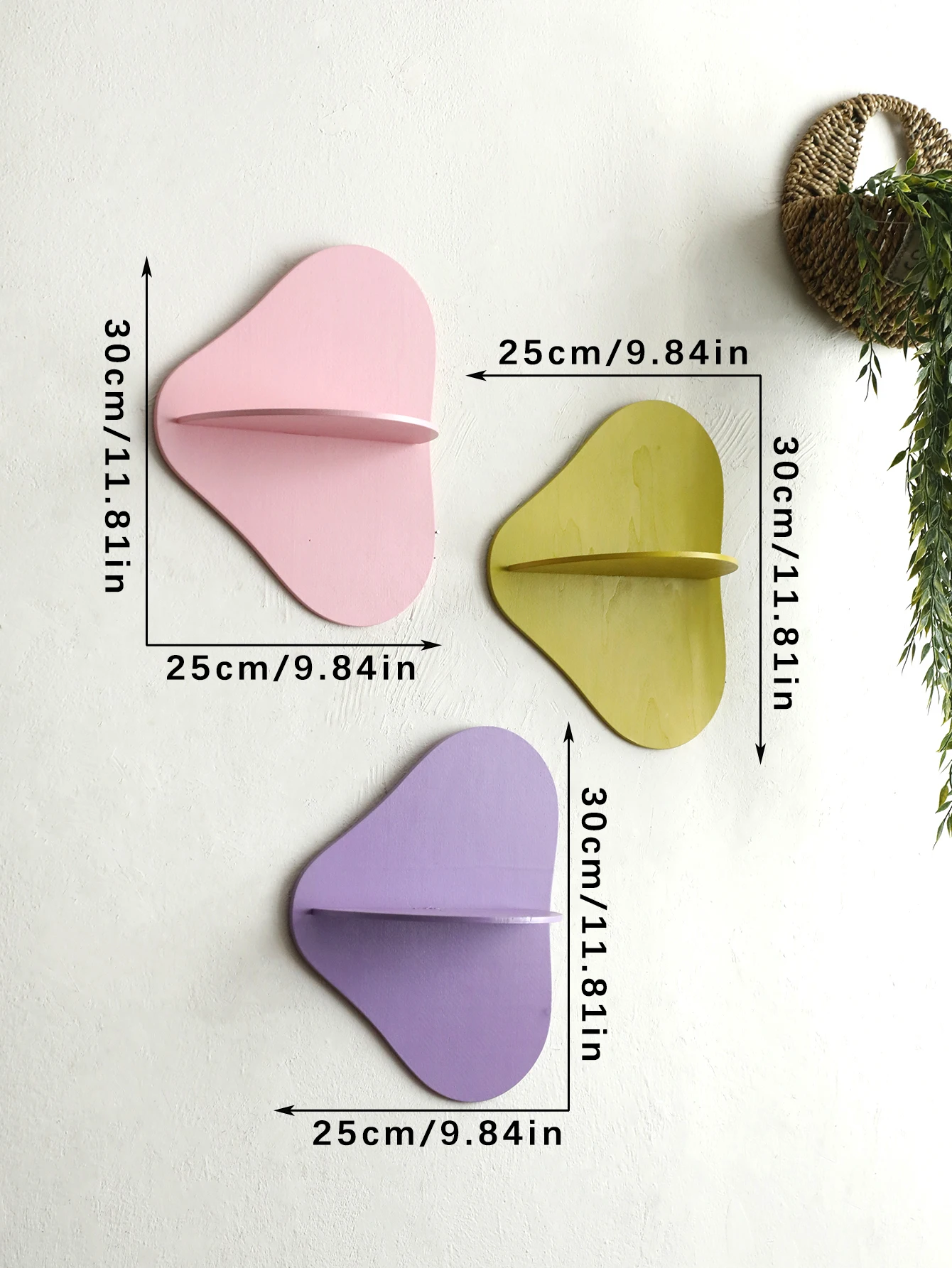 Colorful Floating Wall Shelf Display Wooden Plant Flower Pot Tray Storage Rack Art Home Decoration for Girl Room Wall Decor Gift