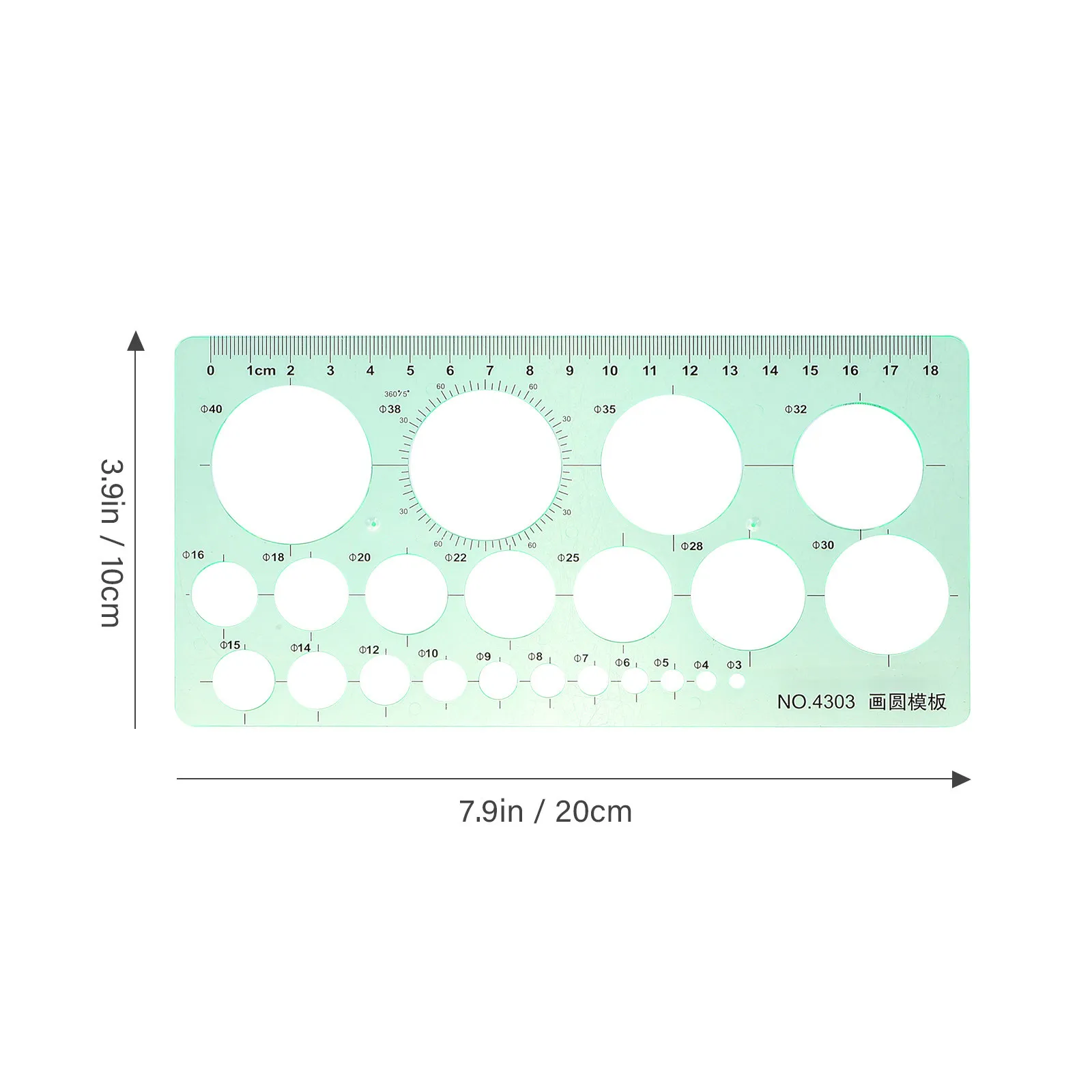 2Pcs Circular Drawing Template Ruler Plastic Geometric Stencil for Architecture Students Engineering Drafting Measuring Tool