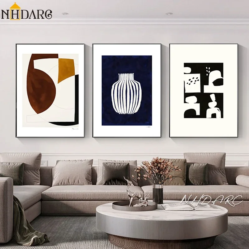 1pc frameless Scandinavian Minimalist Wall Art Modern Retro Abstract Hd Canvas Painting Poster Print Home Bedroom Living Room De - view 2