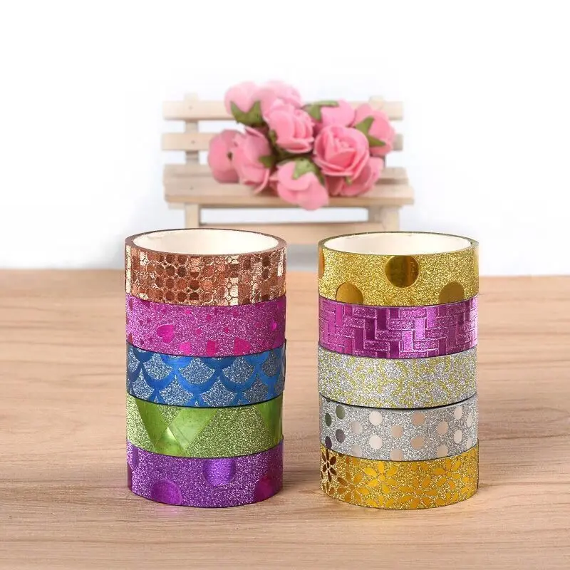 10pcs Gilding Washi Tape Set Decoration glitter Sticker Tape Scrapbooking Diary Adhesive Masking Tape stationery school supplies