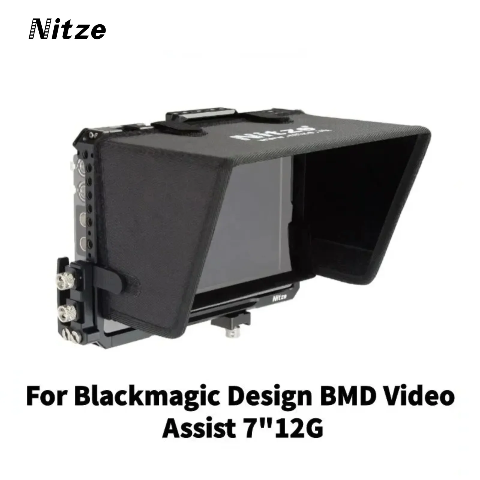 

NITZE Monitor Cage JT-B02B for Blackmagic Video Assist 7” 12G HDR with Sunhood, HDMI-Compatibled and USB-C Cable Clamps