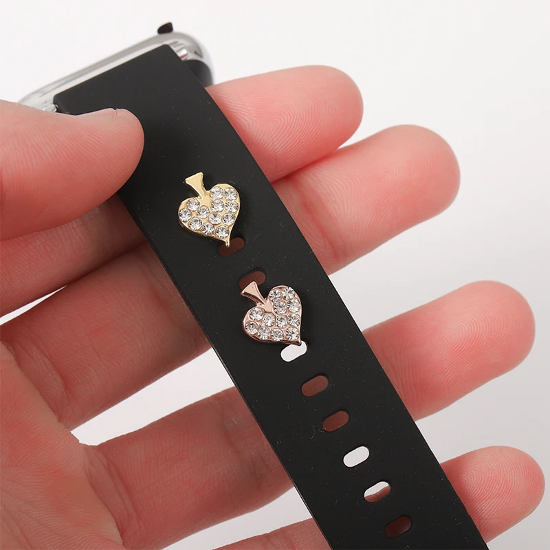 Strap Decorative Charms for Iwatch Silicone Watchband Metal Decoration Nails Flower Heart Charm Accessories for Apple Watch Band