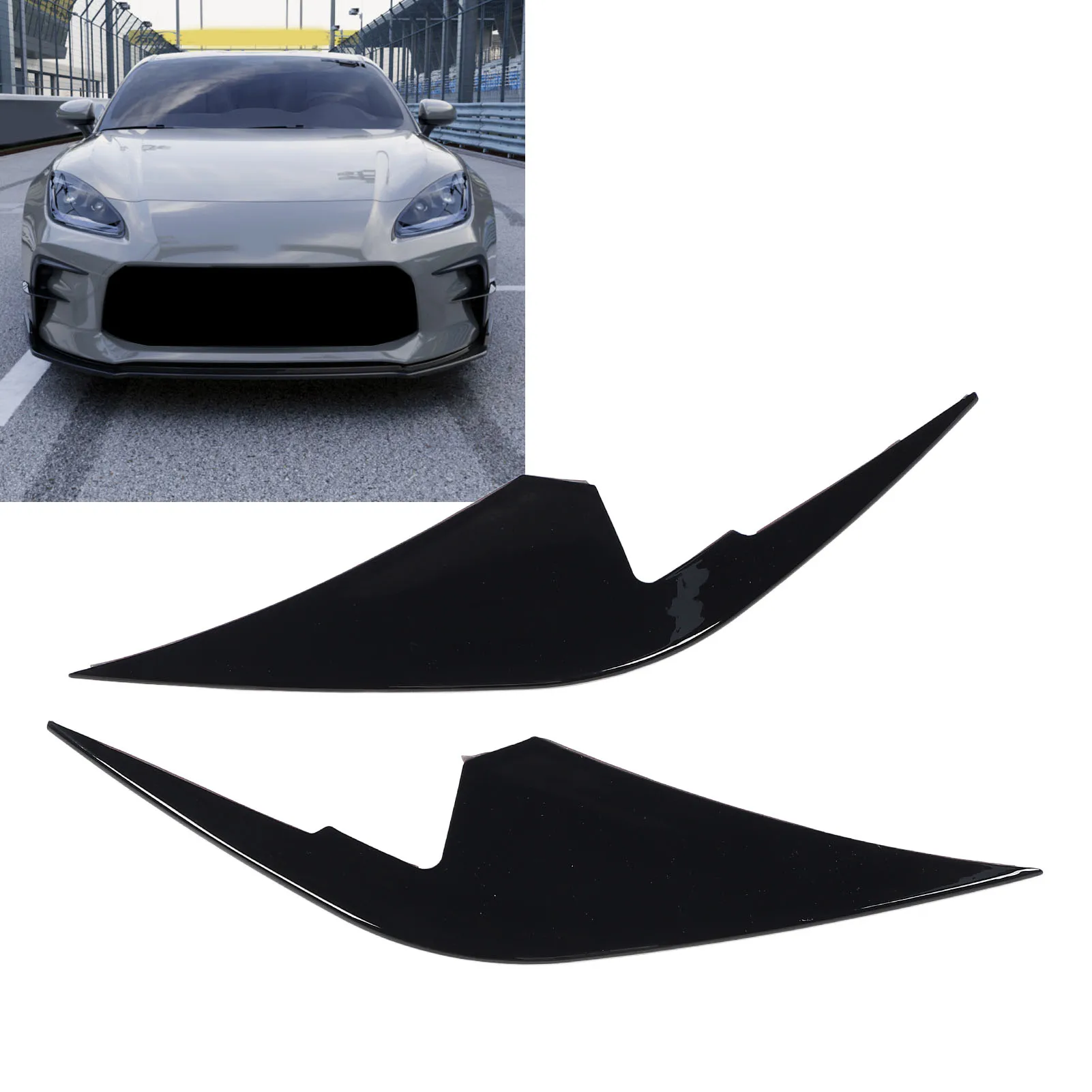 

Front Bumper Vent Spoiler Canard Decorative Aerodynamic Bumper Vent Splitter Fin Trim for GR86 2022 and After Gloss Black