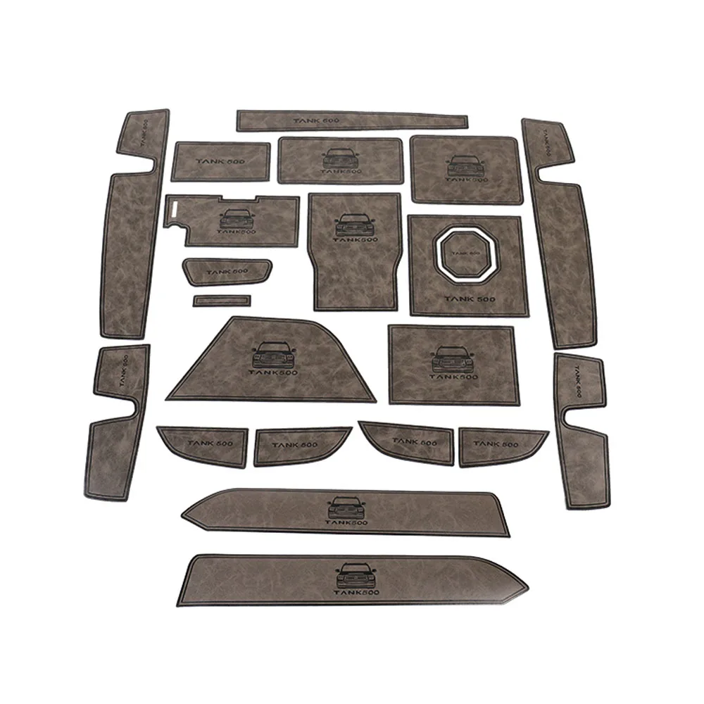 

21 PCS For GWM Tank 500 Hi4-Z Door Slot Pad Water Cup Storage Box Leather Anti Slip Pad Interior Modification Special Product