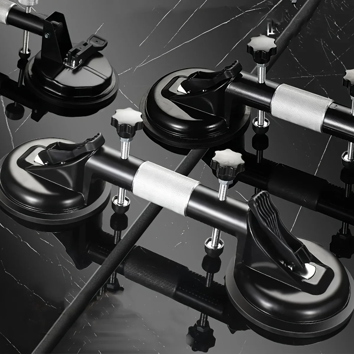 Heavy Duty Glass Lifting Suction Cups Aluminum Vacuum Plate with Handle Hooks for Moving Large Tiles and Glass Pad