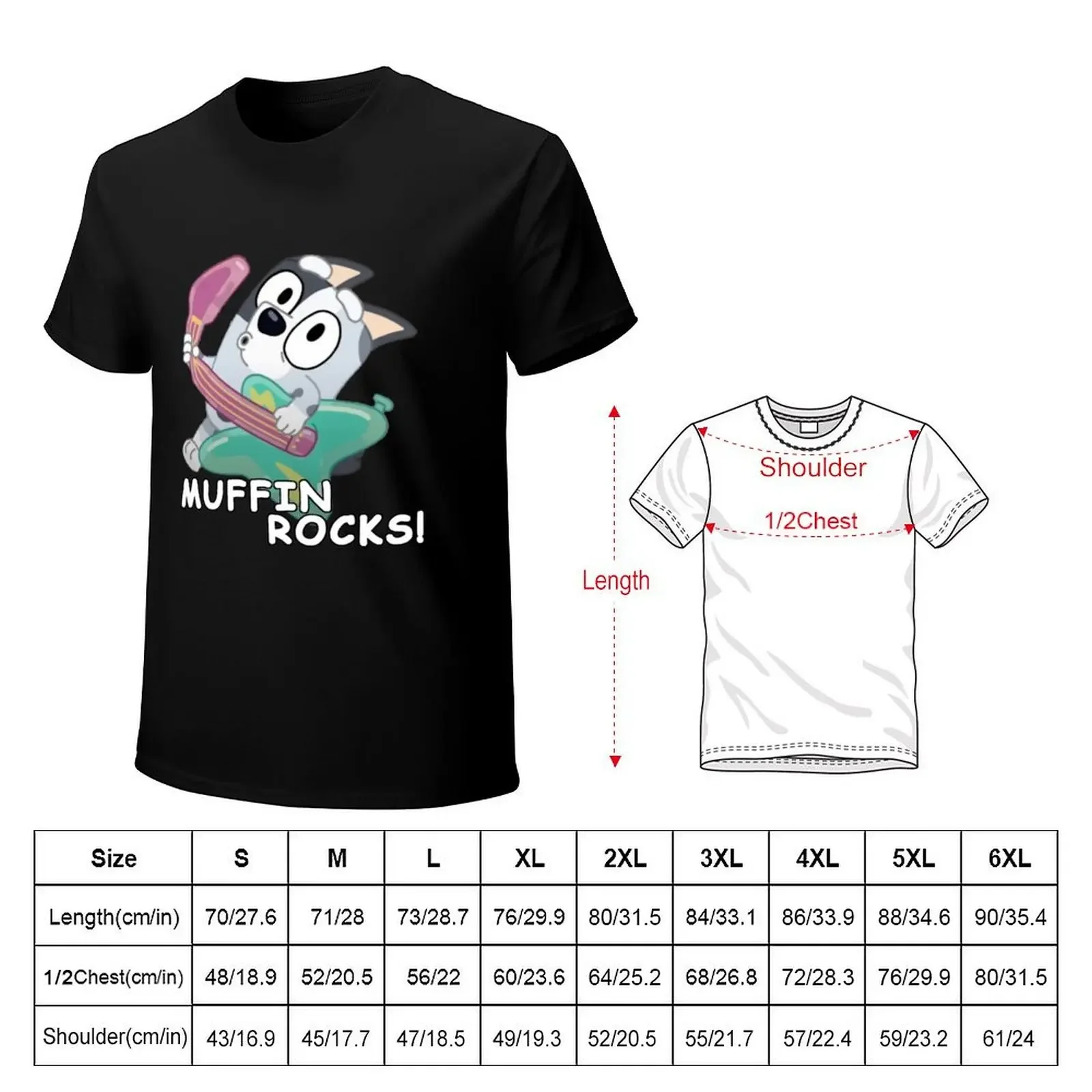 MUFFIN ROCKS the inflatable Guitar blue dog heeler T-Shirt Aesthetic clothing oversizeds mens graphic t-shirts