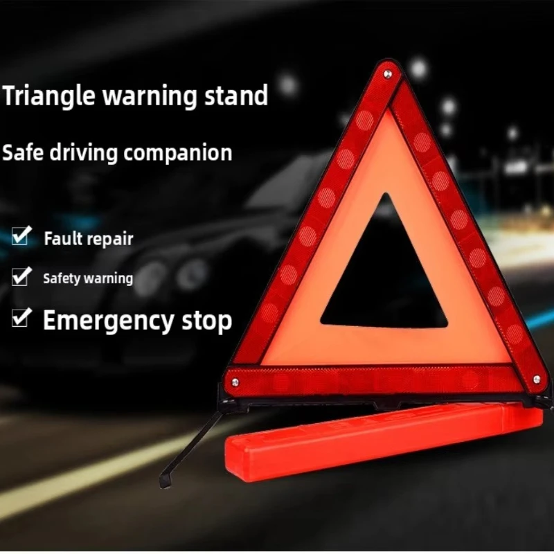 Foldable Reflective Car Warning Triangle Portable Emergency Breakdown Tripod Safety Sign Kit With Storage Case