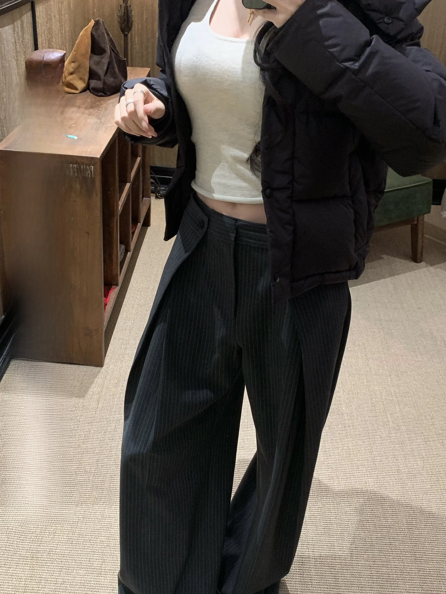 

Модные женские брюки-смокинг с двойными складками, в полоску, матовые, в ретро-стиле, повседневные, прямого кроя, с застежкой-молнией на талии