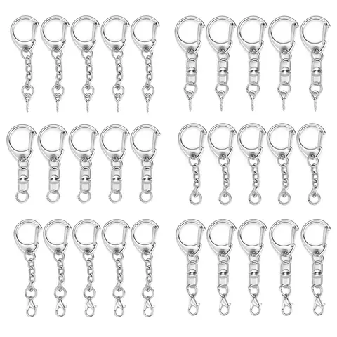 5/10pcs Lobster Clasp Key Ring Keychain C Shape Clasps Connector Hook For DIY Jewelry Making Finding Key Chain Accessories