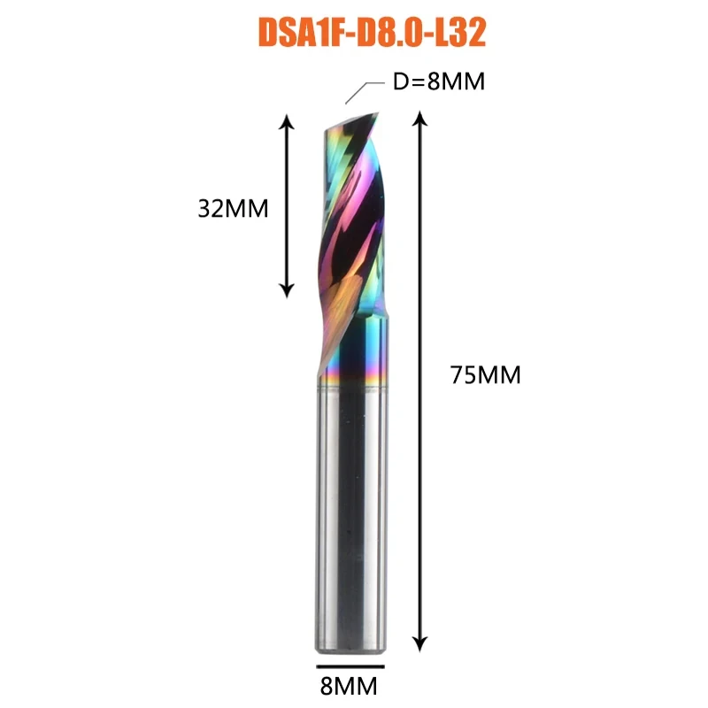 Dreanique 1 st 3.175 4 6 8mm CNC Enkele Fluit Vhm Carbide Legering Frees, DLC Coating Frees Bit Voor Aluminium