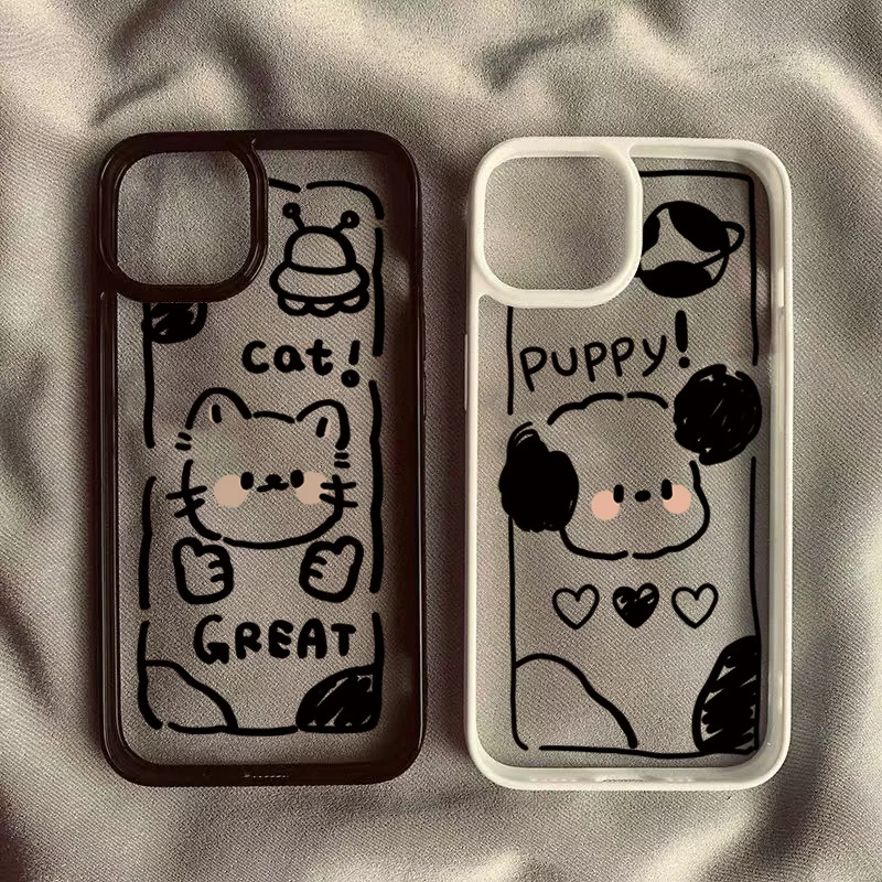 

Phone Case For Samsung Galaxy A06 A16 A54 A35 A15 A55 A52 A34 5G S25 S24 S23 S22 Ultra S24 FE Cartoon Graffiti Puppy Clear Cover