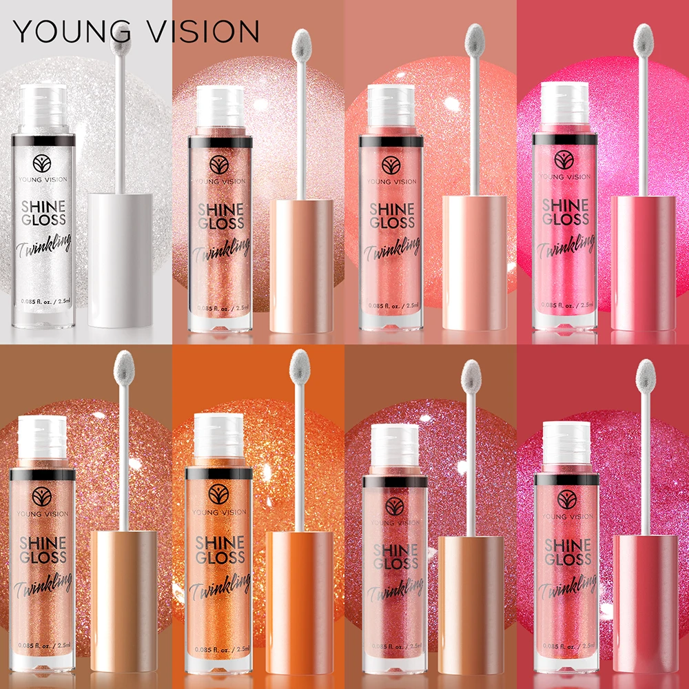 8 Colors with Fine Glitter Pearl Gloss Lip Gloss Nourishing Moisturizing Ice Transparent Stacked Lips Lip Glaze