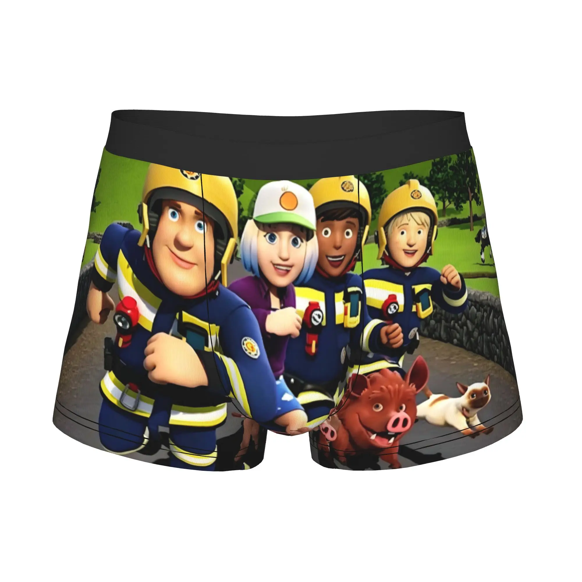 Male Novelty Fireman Sam Forest Underwear  Boxer Briefs Stretch Shorts Panties Underpants