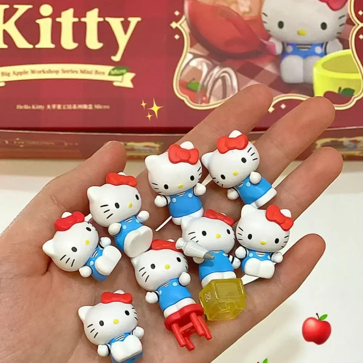 Sanrio Character Hellokitty Mini Box Big Apple Workshop Series Anime Figures Desktop Decorative Ornaments Children Kawii Gifts