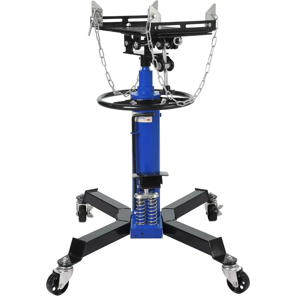 

Heavy Duty Blue Transmission Jack for Garage Use - 1322 lbs Capacity, 2-Stage Telescopic Design