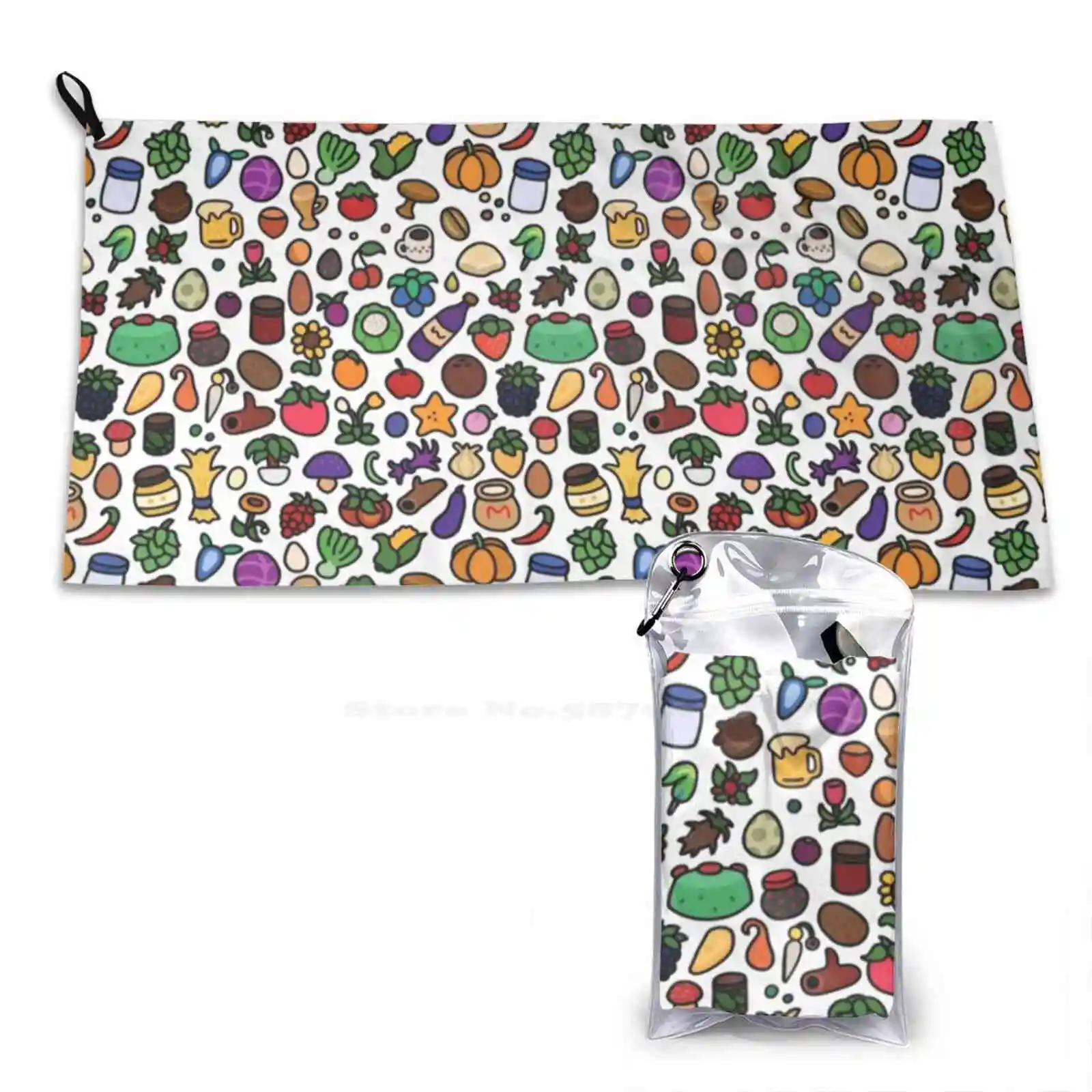 Farming Bundle Soft Towel Quick Dry Beach Towel Bundle Harvest Farmer Farm Season Cute Crops Fruits And Veggies Fruit Pattern