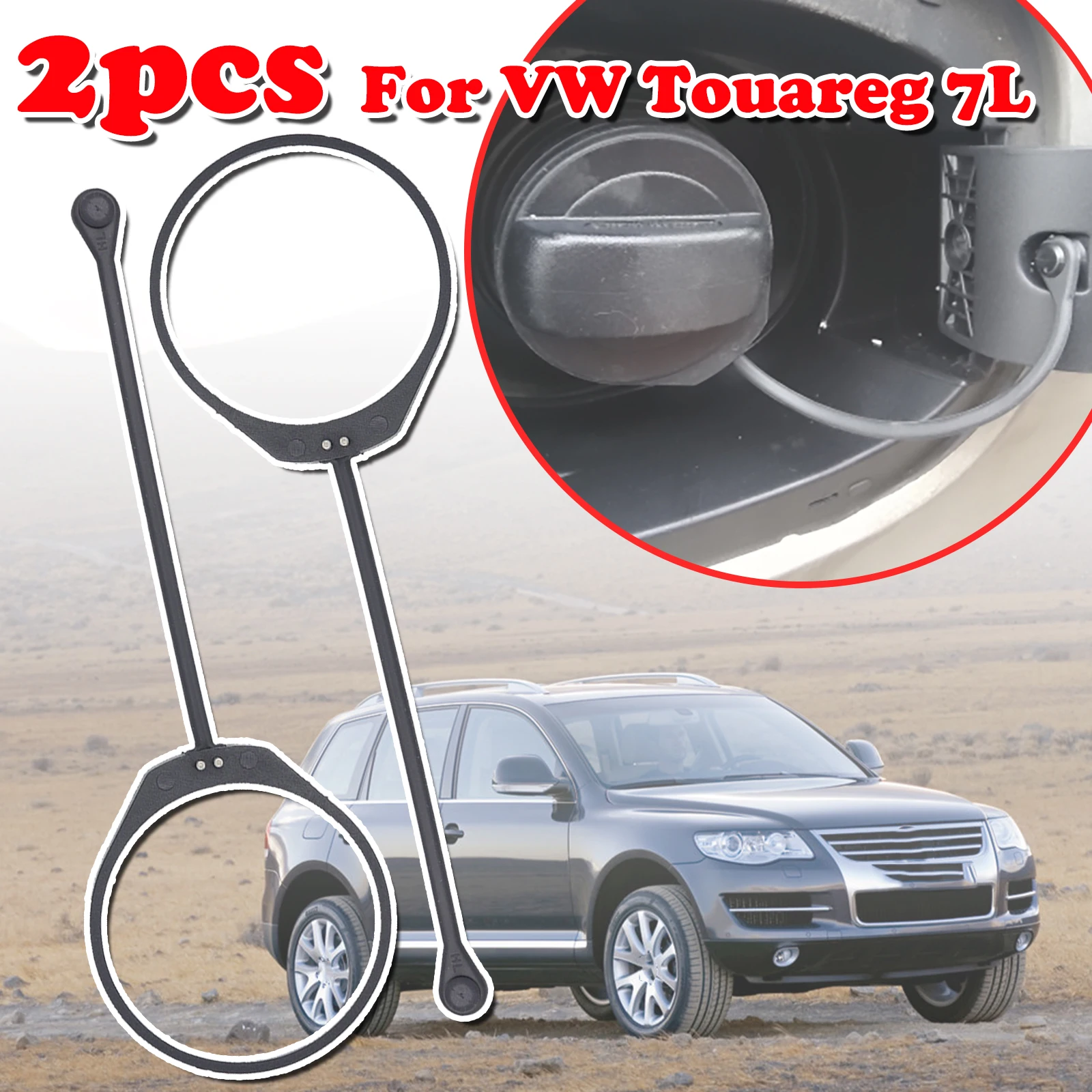 

2pcs For VW Touareg 7L Car Fuel Tank Petrol Cap Filler Cord Tether Rope Strap Band Cable 1H0201553B 1J0201550A 2010 2009 - 2003