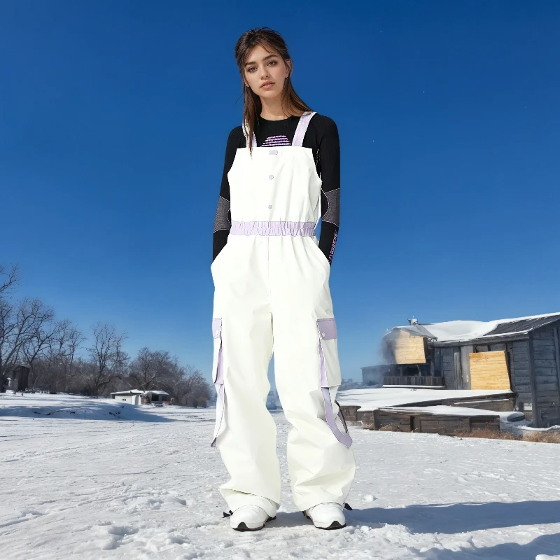 

2026 New Winter Workwear High Waisted Snowboard Snow Ski Pants Women Outdoor Waterproof Windproof Breathable One-piece Trousers
