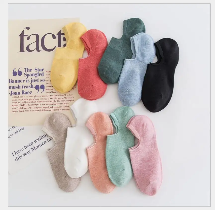 10 Pairs Candy Colors Socks Solid Invisible Ankle Socks Summer Breathable Cute Women\'s Socks