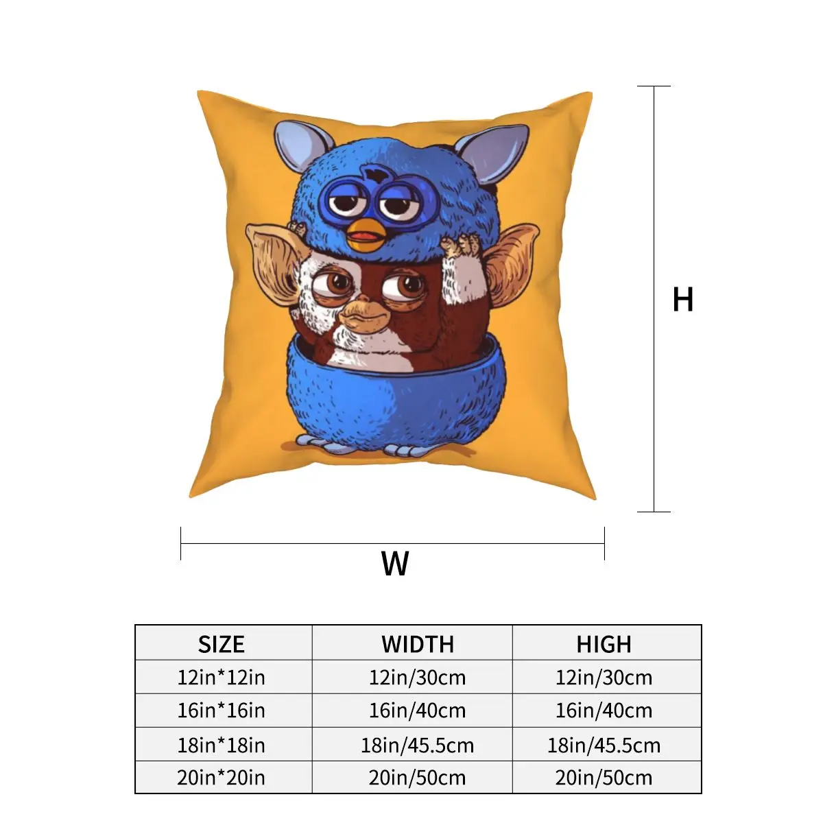 Print Furby Pillowcase Throw Pillow Cover Bedding Super Soft Pattern Decor