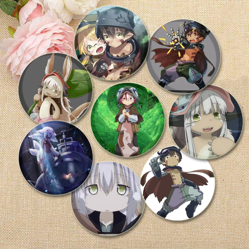 32/44/58mm Cartoon Style Badge Made in Abyss Anime Brooches on Backpack Clothes Handmade Round Enamel Pins for Gift Accessory