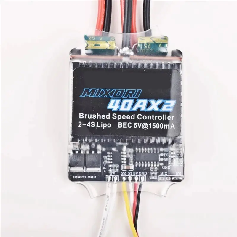 ABGN 40AX2 Dual Way Bidirectional Brushed Electric Speed Controller Mixed Control ESC 7-25V for RC Tank/Speed Boat